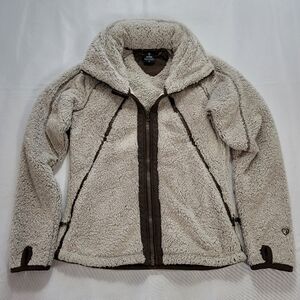 Kuhl Jacket Adult Small Beige FLIGHT Pile Fleece Packable Hood Coat Full…
